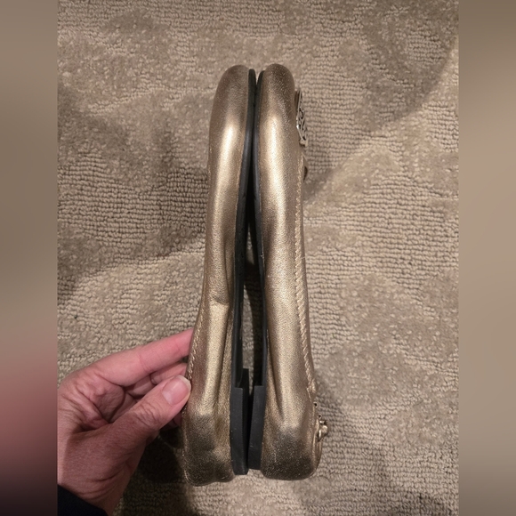 Brighton Gold metallic ballet flats with silver heart - Picture 7 of 10